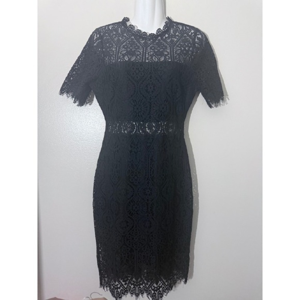 Lulu's Elegant Black Lace Midi Dress